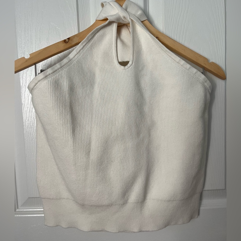 Banana Republic ribbed halter sweater top, size Large in White.